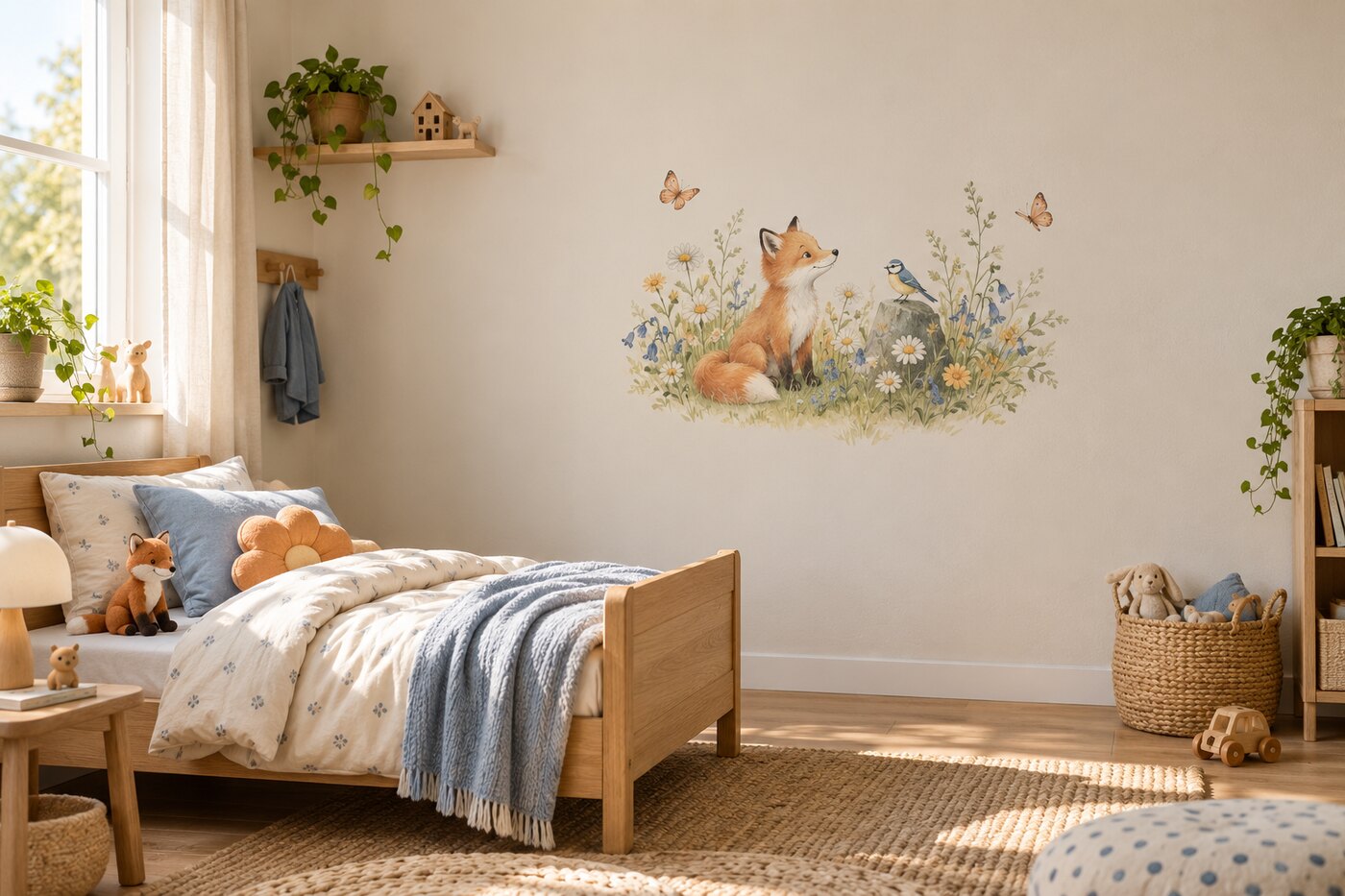 Mise en situation d’un petit motif mural dans une chambre d’enfant